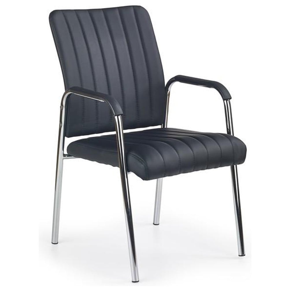Scaune pentru vizitatori - Scaun vizitator HM Vigor, Piele ecologica, Suport lombar, Sarcina max 120 kg, Negru