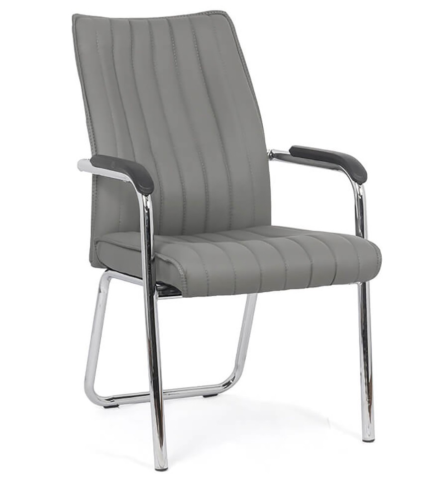 Scaune pentru vizitatori - Scaun vizitator HRC 614, ergonomic, piele ecologica, cromat, brate tapitate, 120 kg