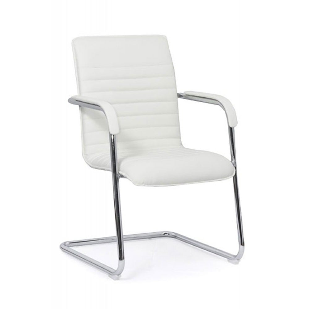 Scaune pentru vizitatori - Scaun vizitator OFF 835, piele ecologica, cadru cromat tip sanie, 120 kg