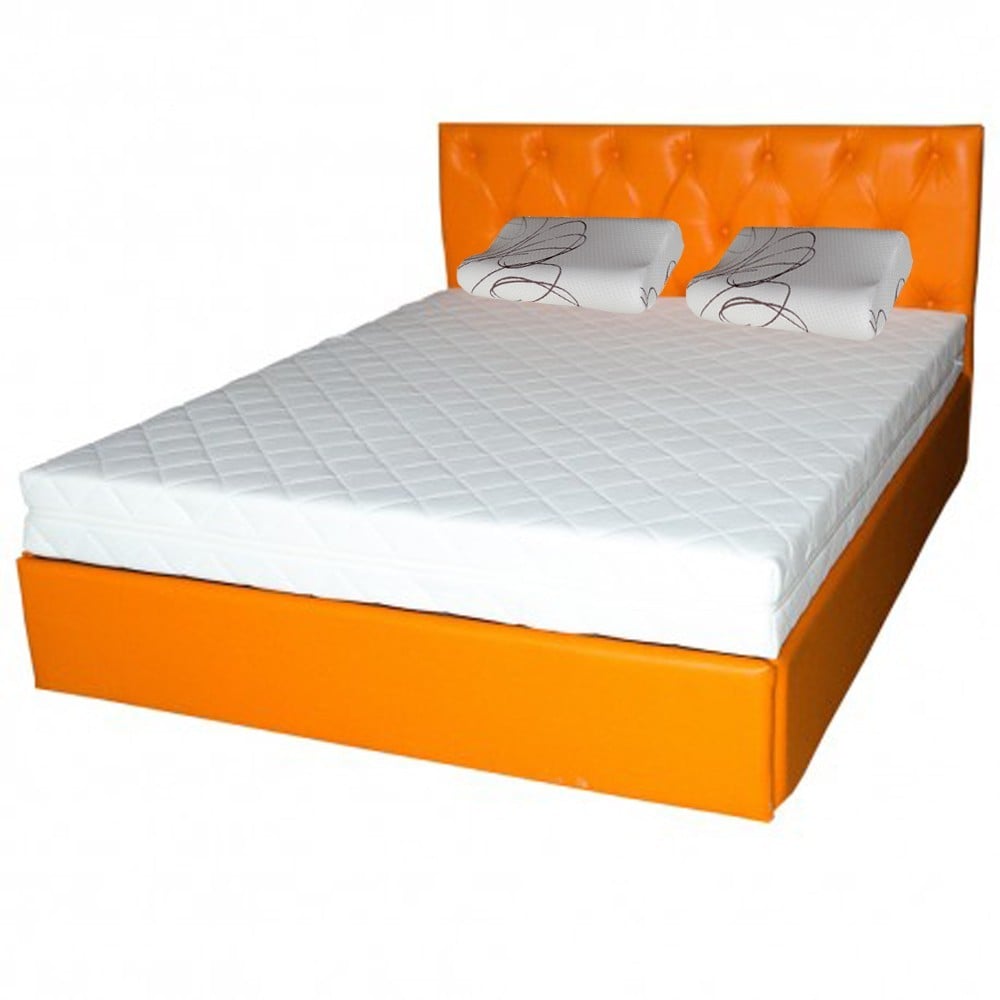 Set Saltea cu arcuri, Pluto Traditional Spring Comfort 180x200x20cm, plasa de arcuri tip Bonell, husa detasabila tricot, hipoalergenica, fermitate mediu spre tare, Saltsib plus 2 perne ortopedice memory SB 52x32 cm, husa lavabile la 40°C