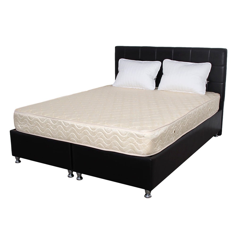 Seturi saltele - Set Saltea cu arcuri, Super Ortopedica Sofia, 180x200x20cm, fermitate medie, plasa arcuri tip Bonell, reversibila, sistem aerisire cu butoni, Saltex plus 2 perne matlasate microfibra 50x70cm, lavabile la 60°C
