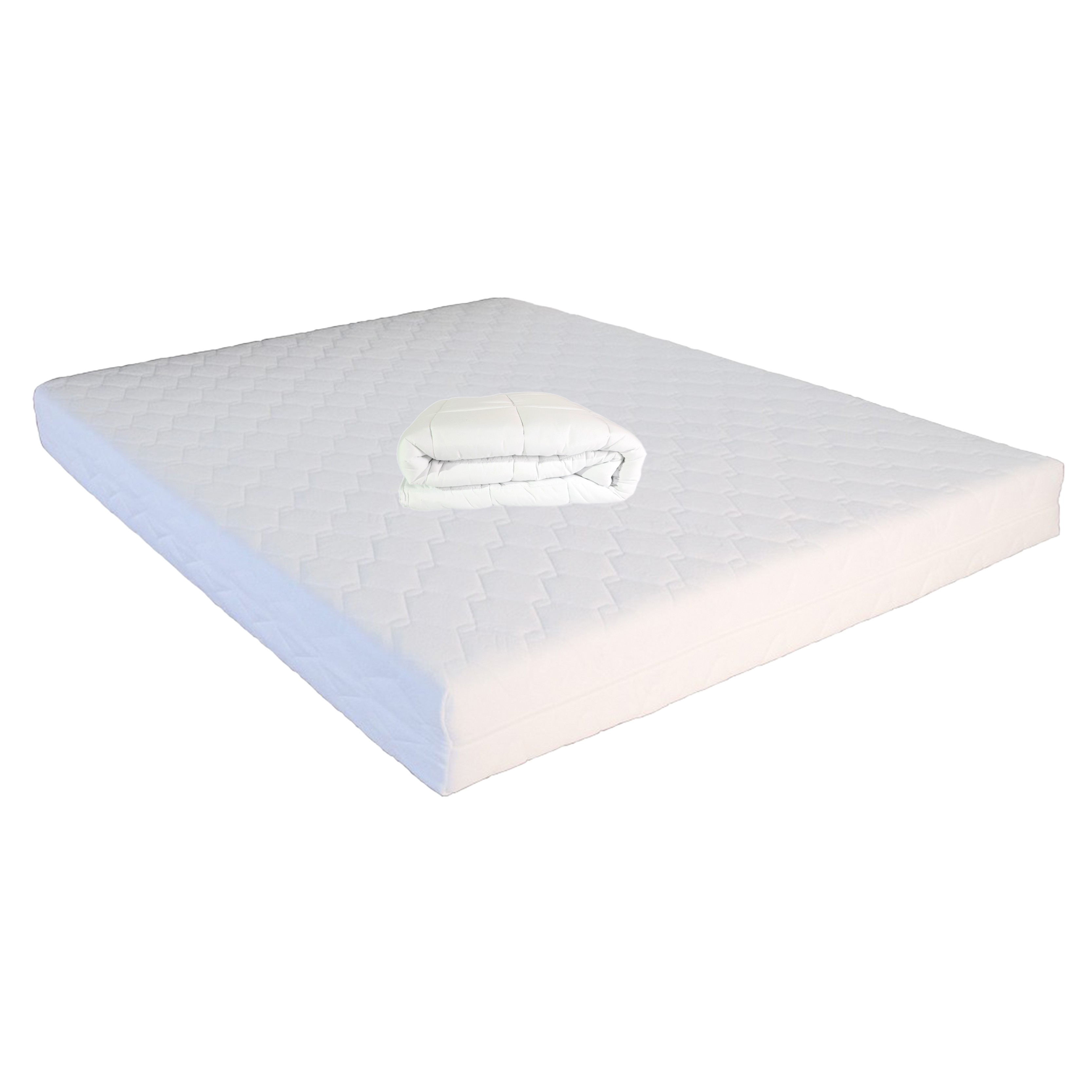 Seturi saltele - Set Saltea cu spuma, Mercur Comfort Flex Plus 140x200x20cm, fermitate mediu spre tare, hipoalergenica, husa detasabila, Saltsib plus pilota microfibra vara, 180x200cm, matlasata, umplutura fibre de poliester, lavabila la 95°C