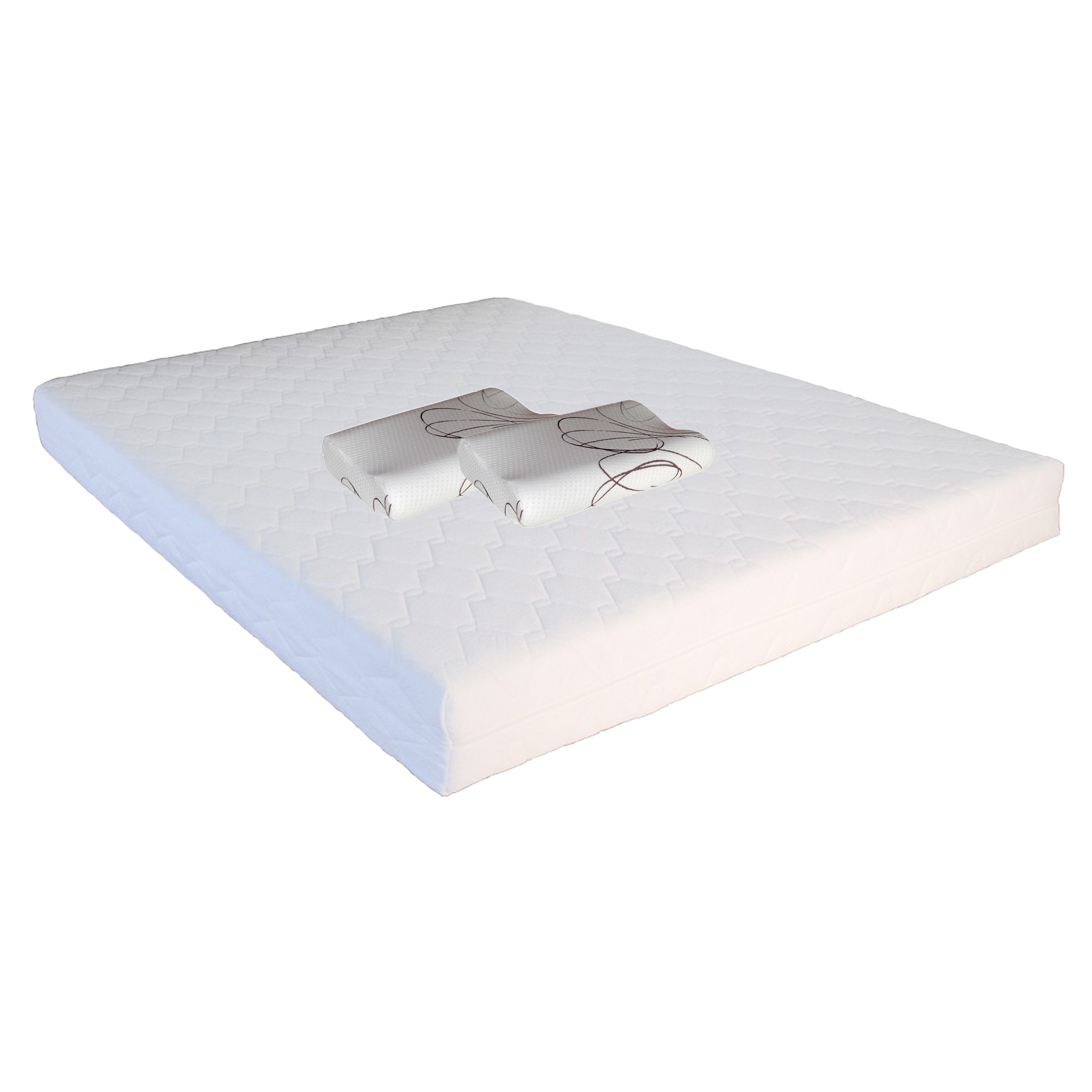 Produse - Set Saltea cu spuma, Mercur Comfort Flex Plus 180x200x20cm, fermitate mediu spre tare, hipoalergenica, husa detasabila, Saltsib plus 2 perne ortopedice memory SB 52x32 cm, husa lavabila la 40°C
