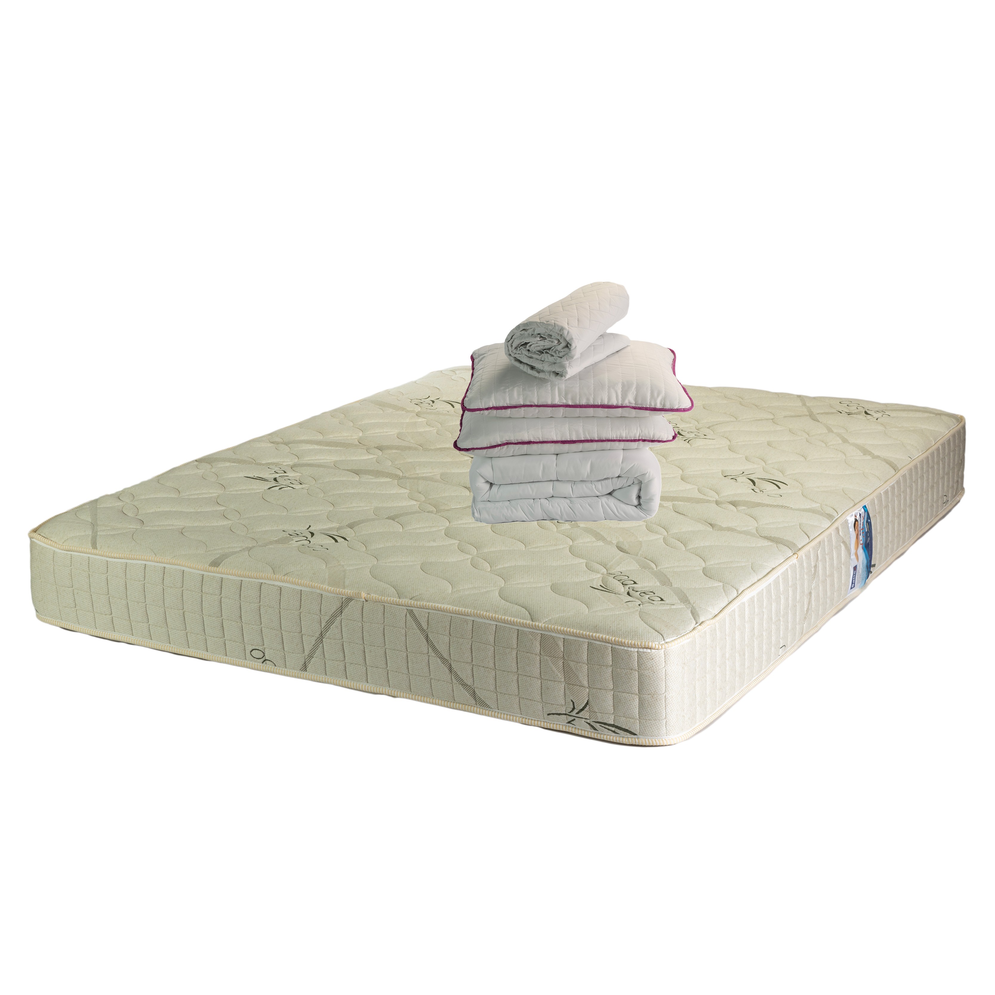 Saltele Latex - Set Saltea ortopedica Latex Viena 160x200x22cm, fermitate tare, cu spuma poliuretanica, latex 4 cm, aerisire perimetrala, 2 perne matlasate 50x70 antialergice, protectie hipoalergenica, cu elastice pe colturi, pilota iarna lavabila la 95°C, 180x200cm