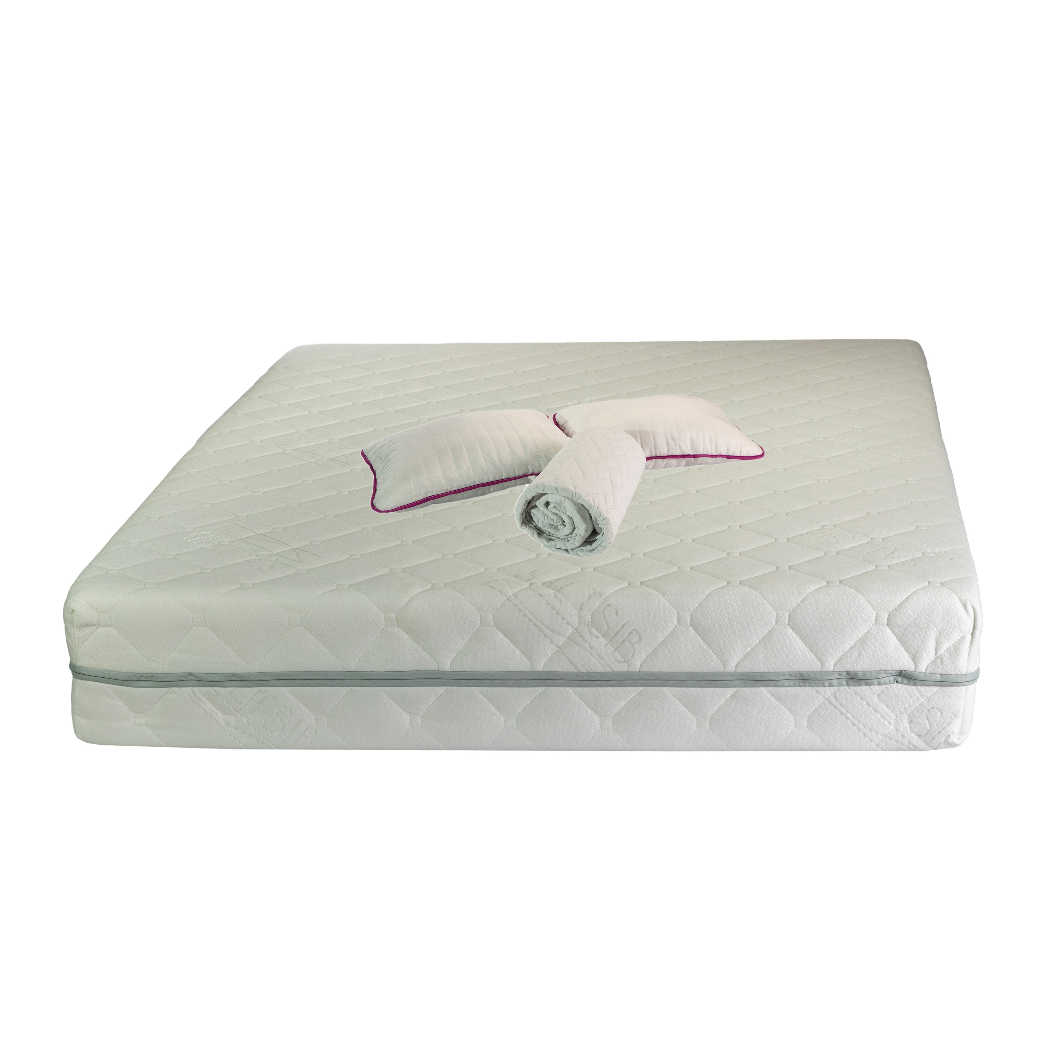 Produse - Set Saltea ortopedica Terra Standard Spring Comfort 140x200x26cm cu plasa de arcuri Bonell, husa detasabila tricot, hipoalergenica, fermitate mediu spre tare, Saltsib plus 2 perne matlasate 50x70cm si husa microfibra, lavabila la 95°C