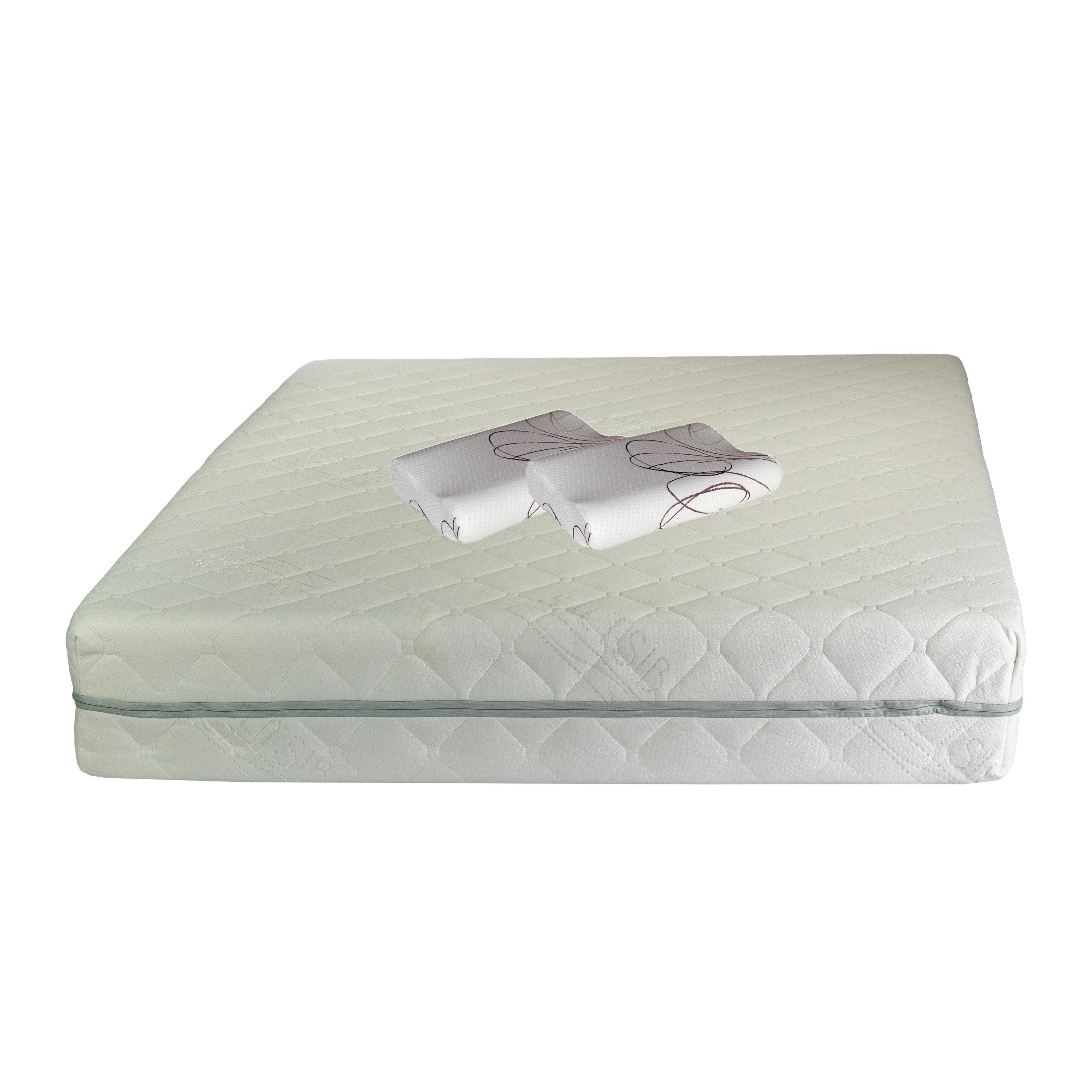 Seturi saltele - Set Saltea ortopedica, Terra Standard Spring Comfort 160x200x26cm, plasa arcuri Bonell, husa detasabila tricot, fermitate mediu spre tare, Saltsib plus 2 perne ortopedice memory SB 52x32 cm, husa lavabila la 40°C
