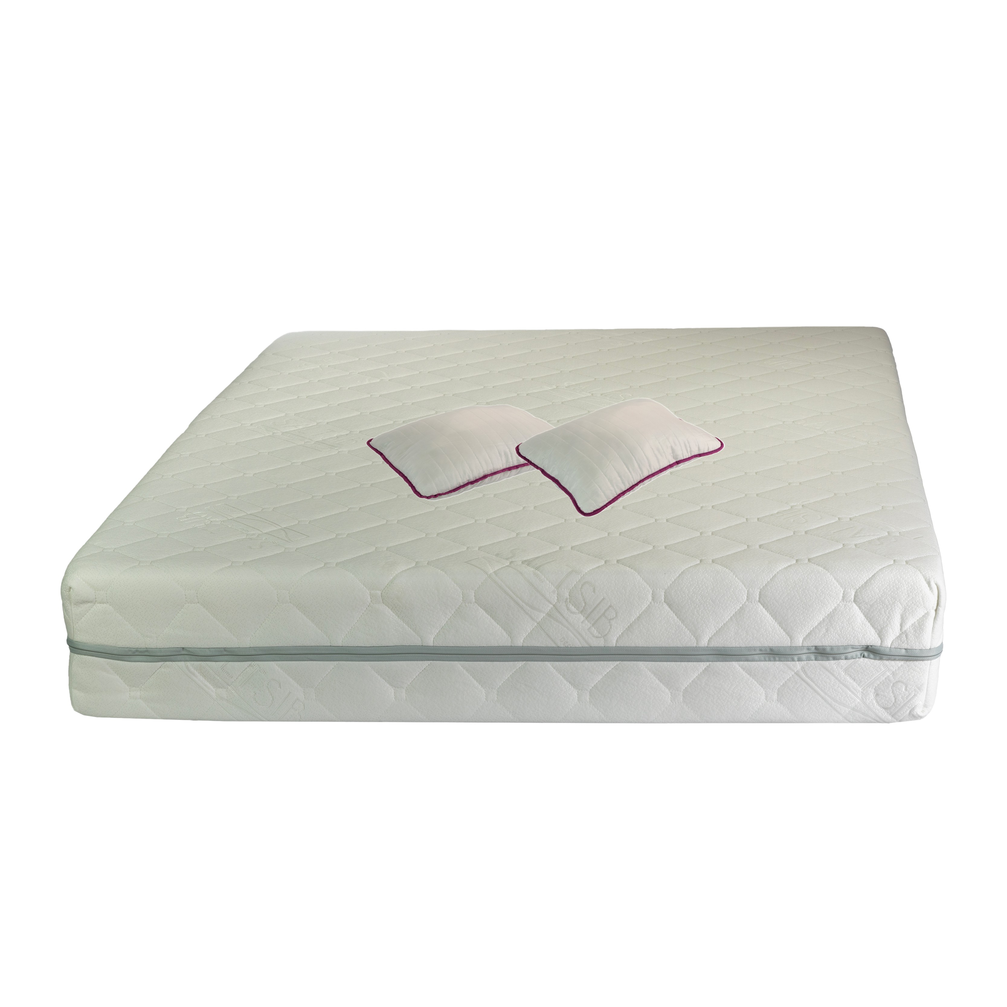 Seturi saltele - Set Saltea ortopedica, Terra Standard Spring Comfort 180x200x26cm, cu plasa de arcuri Bonell, husa detasabila tricot, hipoalergenica, fermitate mediu spre tare, Saltsib plus 2 perne matlasate 50x70cm, umplutura fibre de poliester, lavabile la 60°C