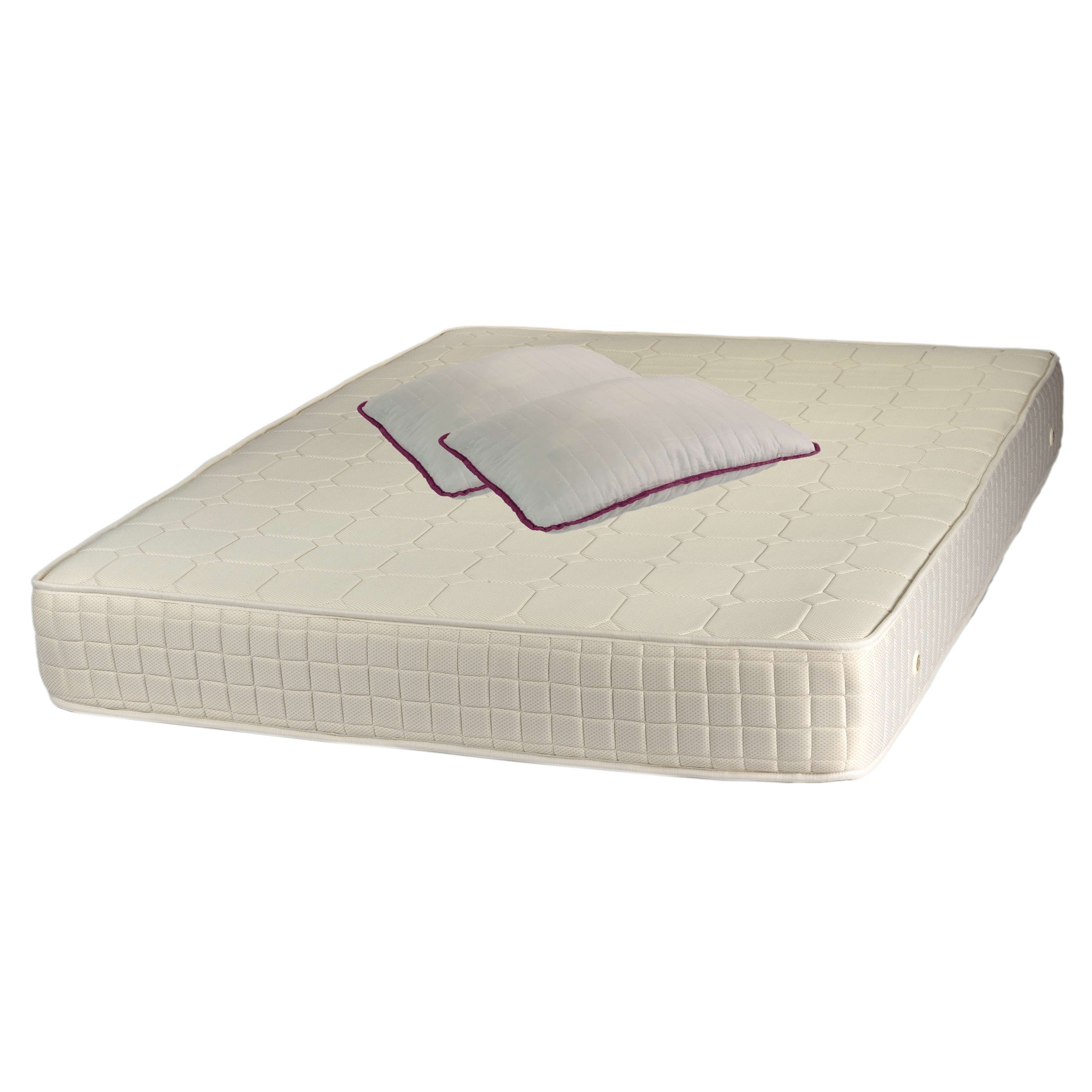 Seturi saltele - Set Saltea ortopedica, tip relaxa, Dafin Lux Ortopedic, 140x200x21cm, fermitate medie, cu plasa de arcuri tip Bonell, fata vara-iarna, sistem de aerisire cu butoni, Salt Confort plus 2 perne matlasate microfibra 50x70cm, lavabile la  60°C