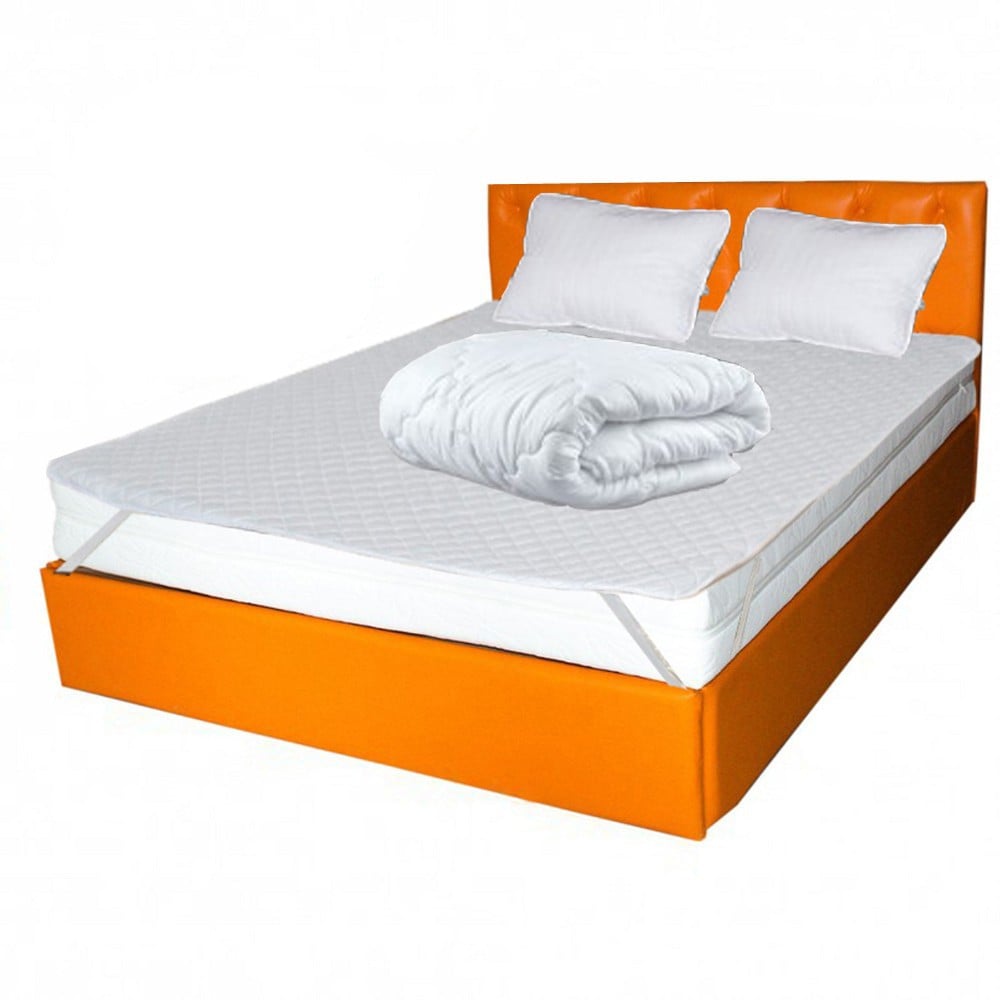 Seturi saltele - Set Saltea ortopedica Ulise Standard Spring Comfort 140x200x30cm, cu plasa de arcuri Bonell, husa hipoalergenica, fermitate tare, Saltsib plus Pachet textile Avantaj cu 2 perne matlasate, 50x70cm, husa antialergica si pilota iarna, microfibra, 180x200cm
