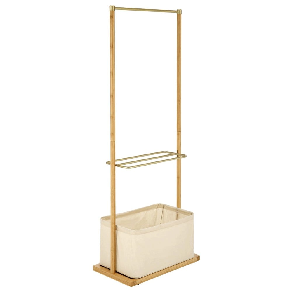 Stender haine - Stender pentru umerase cu spatiu depozitare HM WU31, lemn, metal cromat, natur