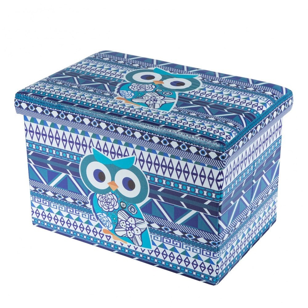 Produse - Taburete cu spatiu depozitare, Design, MDF/ Piele ecologica, 100 kg, 48 x 32 Blue Owl