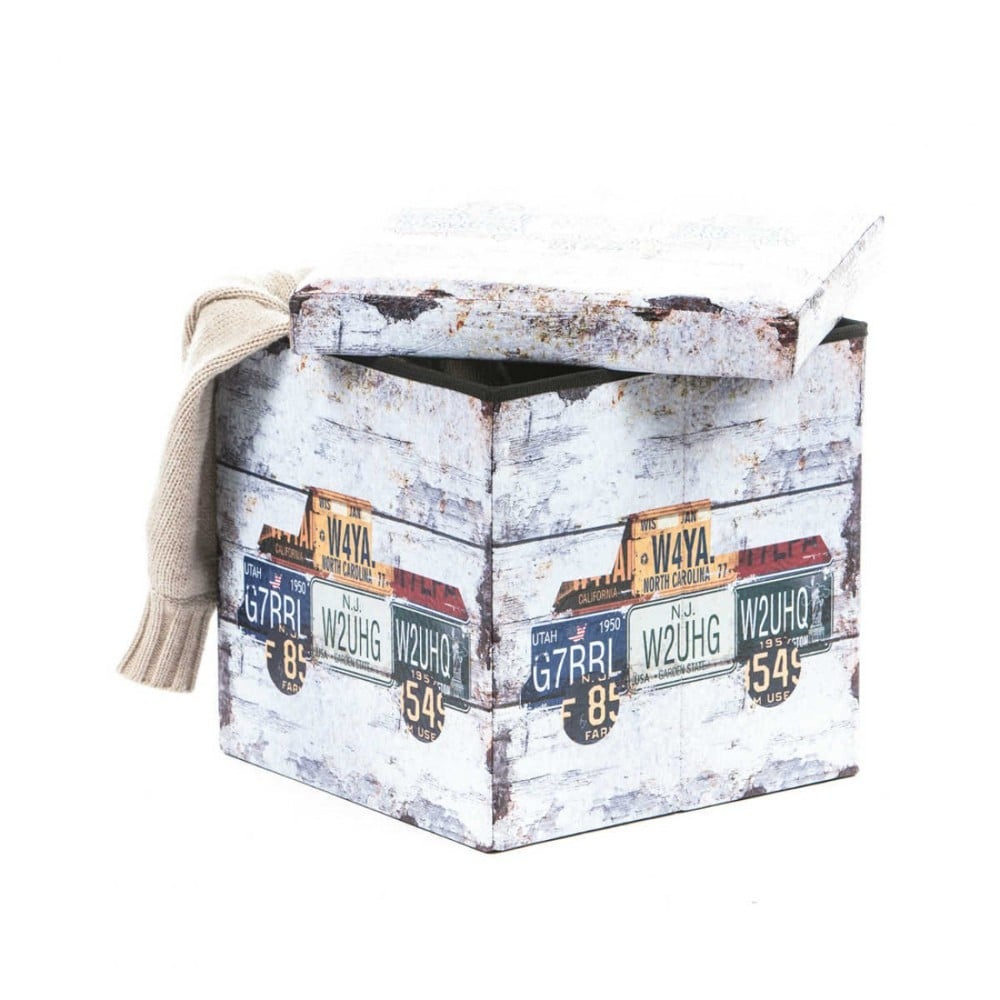 Produse - Taburete cu spatiu depozitare, Design, MDF/ Piele ecologica, 100 kg, 38 x 38, Truck