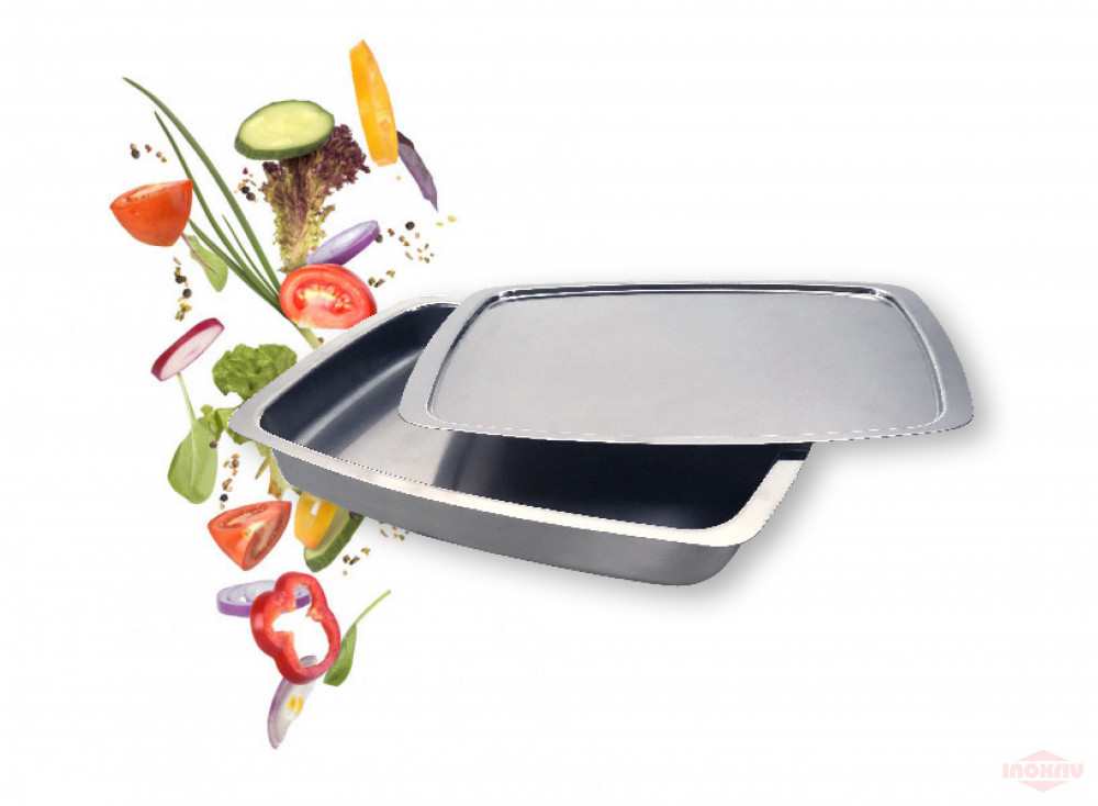 Bio inox, IoBio, EatItaly - Tava pentru cuptor, cu capac 29,5x19cm