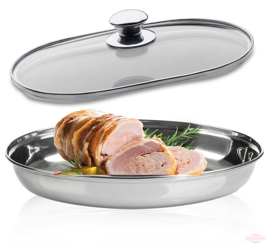 Bio inox, IoBio, EatItaly - Smart vas oval inox cu capac 40*29 cm