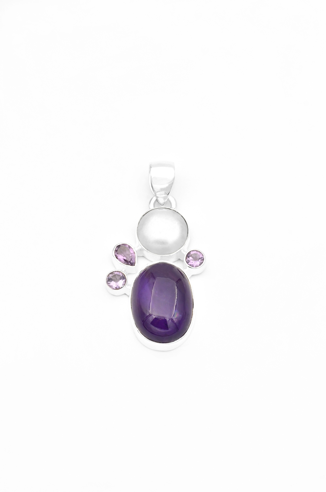PANDANTIVE - Pandantiv din Argint 925 cu Ametist si Perla, 4.2 cm