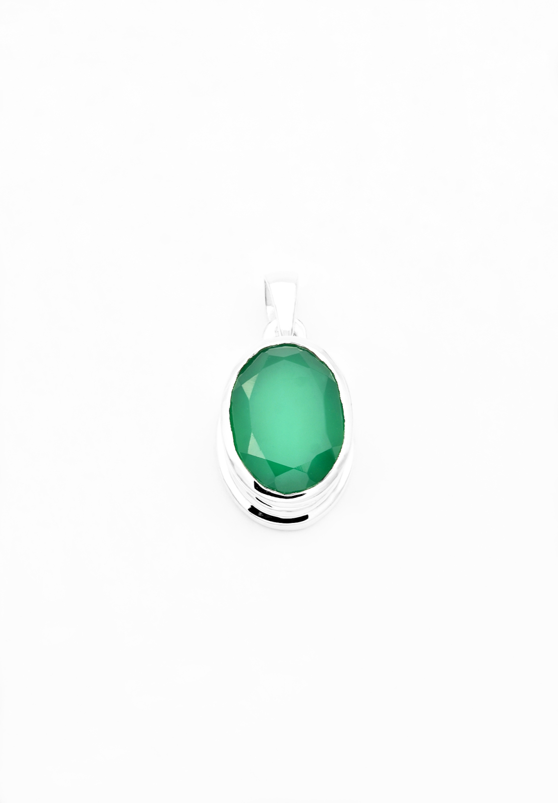 PANDANTIVE - Pandantiv din Argint 925 cu Onix Verde 2.5 cm