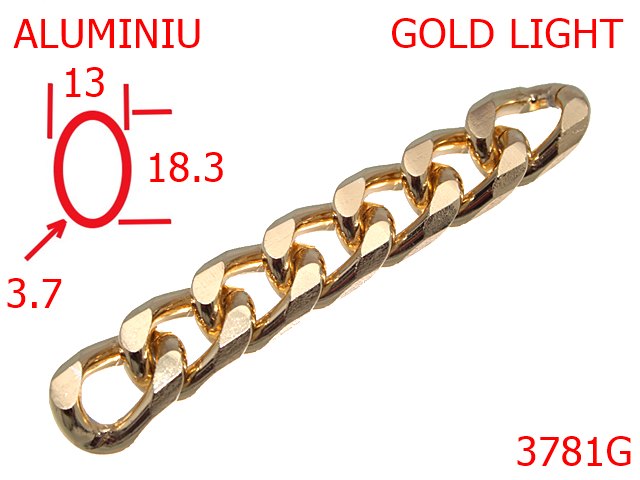 Lant poseta aluminiu - 3781G/LANT ALUMINIU-13-mm-3.7-gold light---13H6-13i18--