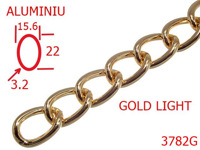 Lant poseta aluminiu - 3782G/LANT ALUMINIU-15.6-mm-3.2-gold light---13H14--