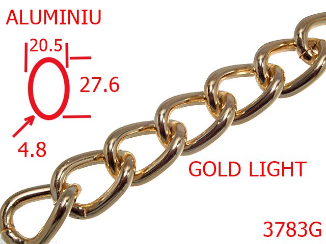 Lant poseta aluminiu - 3783G/LANT ALUMINIU-20.5-mm-4.8-gold light---13H15/13I15--