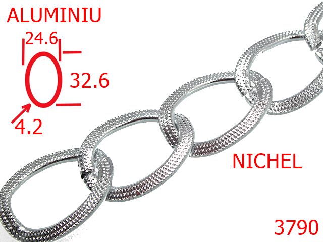 Lant poseta aluminiu - 3790/LANT ALUMINIU-24.6-mm-4.2-nichel---13K14/13K18--