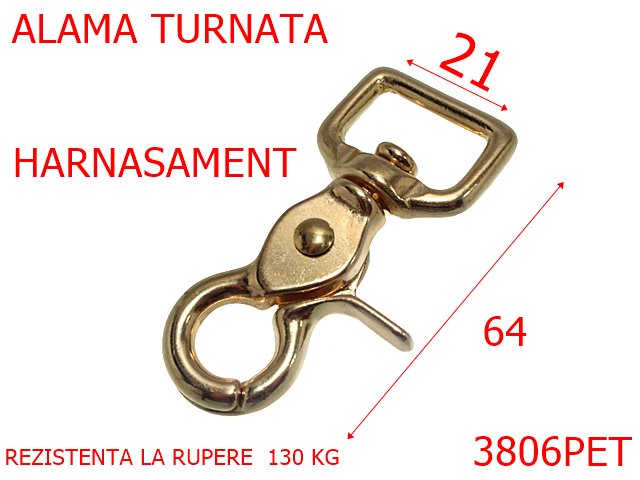 PET - 3806PET/CARABINA HARNASAMENTE-21-mm---alama lustruita---9C28--