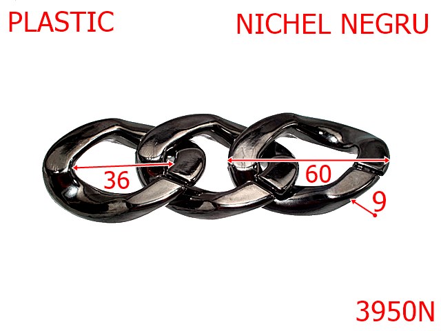 Lant material plastic - 3950N/ZA LANT PLASTIC-60-mm-9-nichel negru-----
