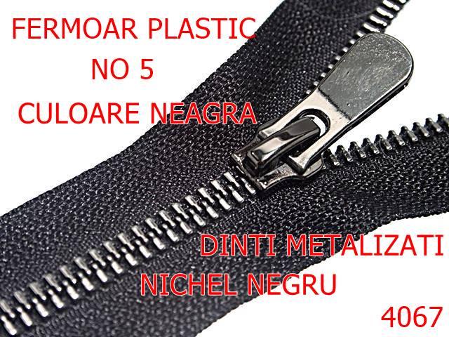 Fermoar - 4067/Fermoar plastic-NO 5-mm---nichel negru-----