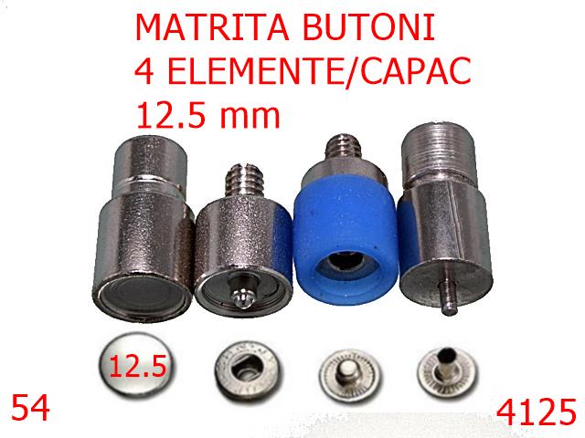Utilaje - 4125/MATRITA BUTONI 4 ELEMENTE/54-12.5-mm---nichel-----