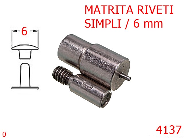 Utilaje - 4137/MATRITA RIVETI SIMPLI-6-mm---nichel-----