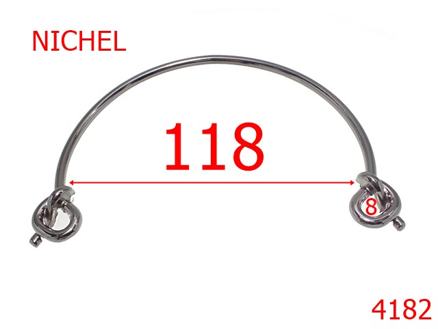 Manere - 4182/Maner cu nod  pentru poseta -118-mm-zamac---nichel-----