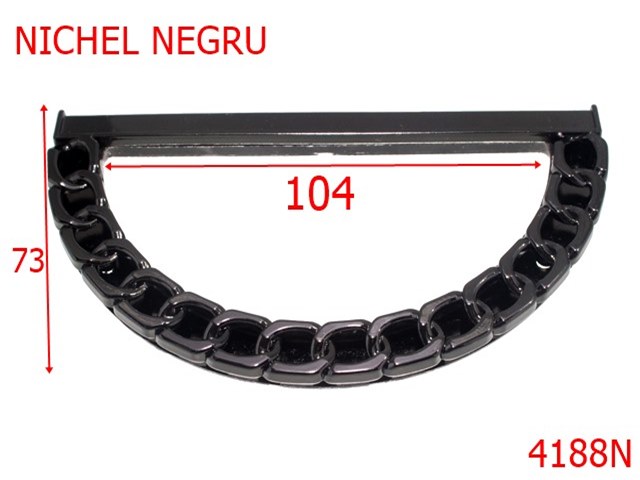 Manere - 4188N/Maner geanta semirotund -104-mm-zamac---nichel negru-----