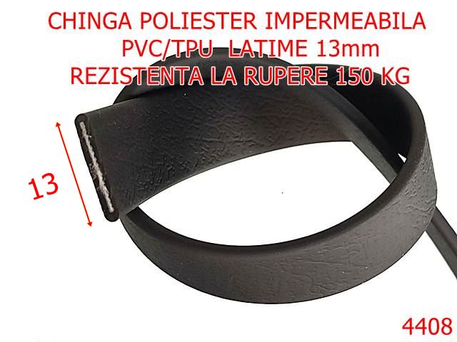 Chinga - 4408/Chinga poliester impermeabila tip biothane-13-mm-pvc-tpu--negru-----