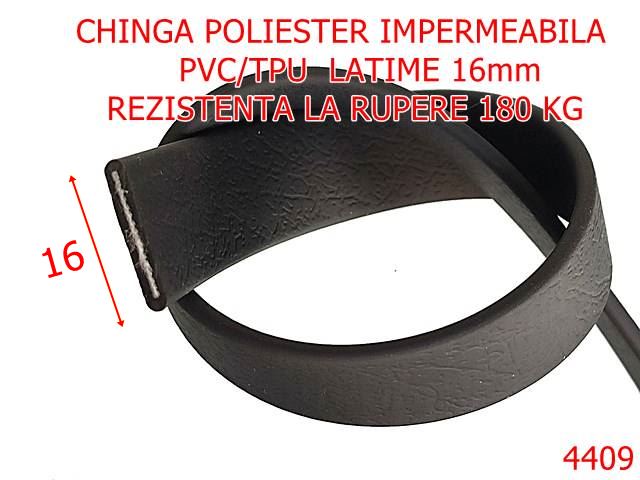 Chinga - 4409/Chinga poliester impermeabila tip biothane-16-mm-pvc-tpu--negru-----
