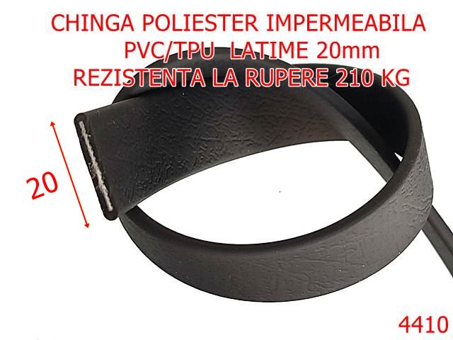 Chinga - 4410/Chinga poliester impermeabila tip biothane-20-mm-pvc-tpu--negru-----