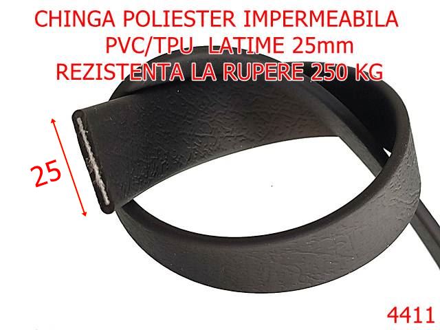 Chinga - 4411/Chinga poliester impermeabila tip biothane-25-mm-pvc-tpu--negru-----