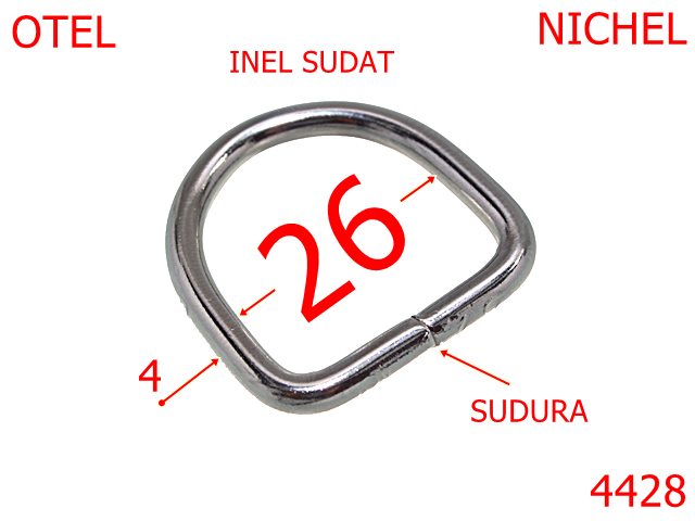 Inele sudate - 4428/Inel semirotund sudat pentru harnasament-26-mm-otel-4-nichel-2E7-2F6-2E7-2F6-2B5--