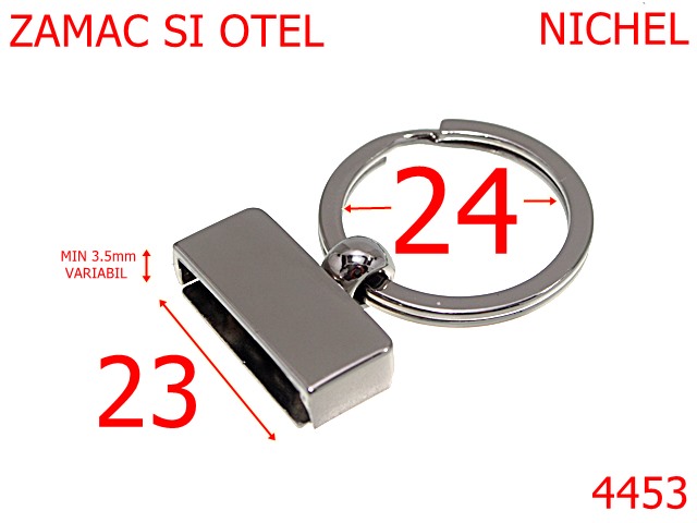 Inele breloc - 4453/Montura si inel breloc-23-mm-zamac--nichel-----