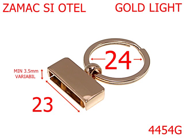 Inele breloc - 4454G/Montura si inel breloc-23-mm-zamac--gold light-----