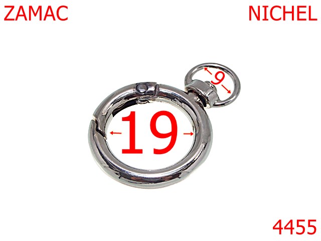 Inele carabina - 4455/Inel carabina anti-rasucire-19-mm-zamac--nichel-23..E..16----