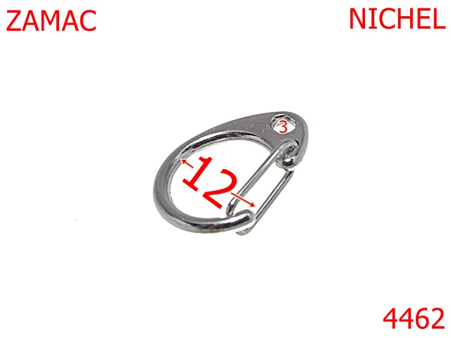 Carabine portchei - 4462/Carabina pentru lant si  portchei -12-mm-zamac--nichel-----