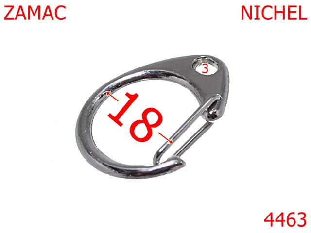Carabine portchei - 4463/Carabina pentru lant si  portchei -18-mm-zamac--nichel-----