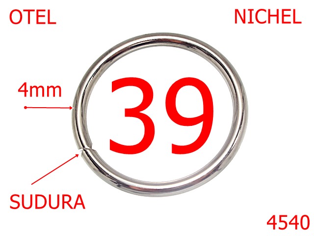 Inele sudate - 4540/Inel rotund sudat marochinarie harnasament-39-mm-otel-4-nichel---4D2-4D1--