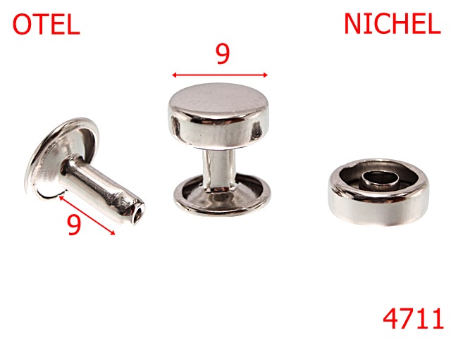 Bumbi ornamentali - 4711/Rivet cap  ornamental cilindric -9-mm-otel--nichel-----