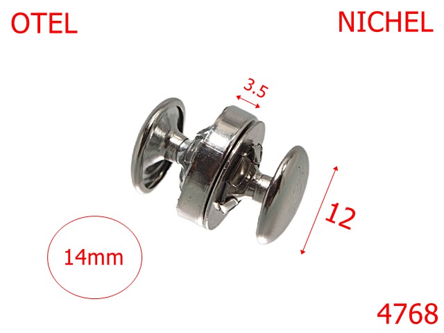 Magneti - 4768/Magnet  cu riveti pentru marochinarie-14-mm-otel-3.5-nichel--15B1---