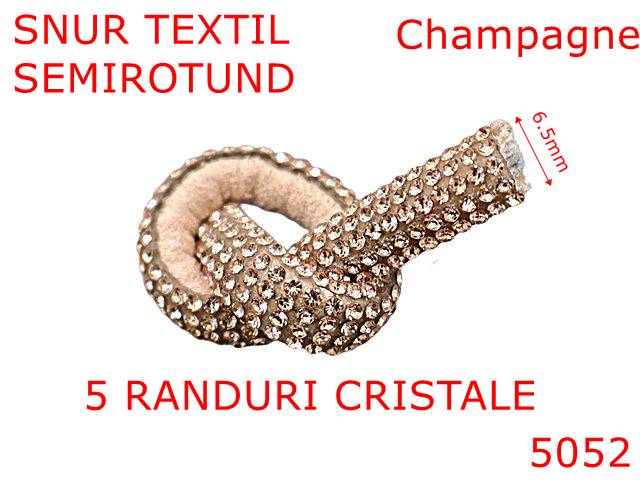 Snur - 5052/Snur textil cu strass-uri  semirotund-6.5-mm-textil--champagne-----