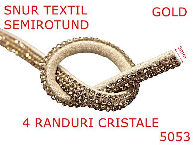 Snur - 5053/Snur textil cu strass-uri  semirotund-5-mm-textil--gold-----
