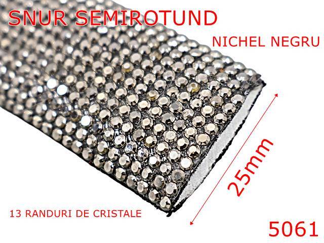 Snur - 5061/Snur textil semirotund pentru confectii-25-mm-textil--nichel negru-----