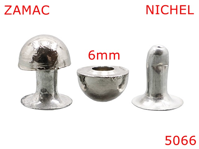 Bumbi ornamentali - 5066/Ornament metalic calota semisferica-6-mm-zamac--nichel--AF23---