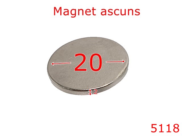 Magneti - 5118/Magnet ascuns pentru marochinarie-20-mm--2-nichel-----