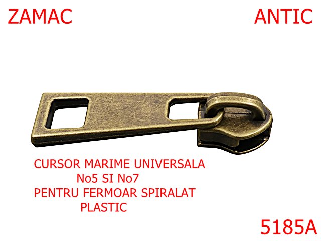 Noutati - 5185A/Cursor Universal 5-7 Pentru Fermoar Spiralat-No5-7--zamac--antic-----